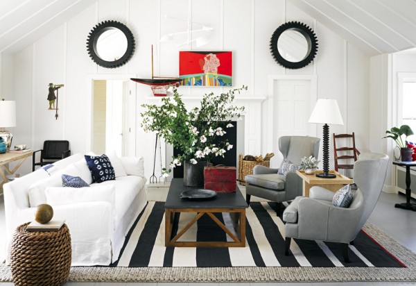 Modern Coastal Living Room at Remodelaholic.com