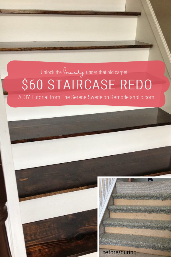 $60 Carpet to Hardwood Stair Remodel | Remodelaholic