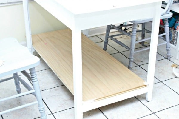 Bottom shelf on desk