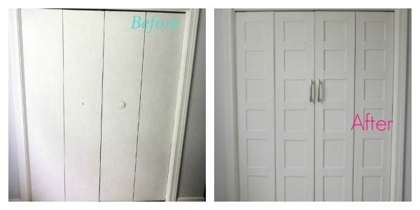 before and after closet door makeover