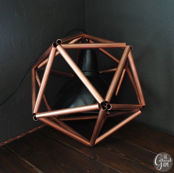copper pipe icosahedron geometric pendant light tutorial, The Gathered Home on Remodelaholic