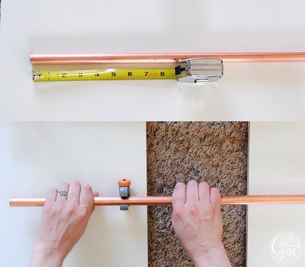 cutting copper pipe for diy geometric pendant light, The Gathered Home on Remodelaholic