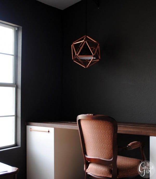 diy copper pipe geometric pendant light, The Gathered Home on Remodelaholic