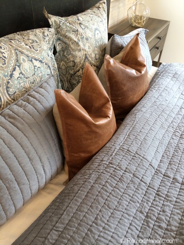 Modern Master Bedroom, Leather Throw Pillows
