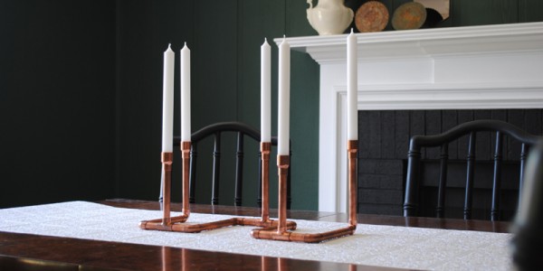 DIY Copper Pipe Candelabra by The Gathered Home for Remodelaholic.com