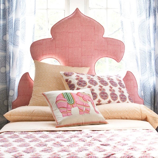 fleur de lis moroccan inspired ornate headboard, John Robshaw via So Haute Style