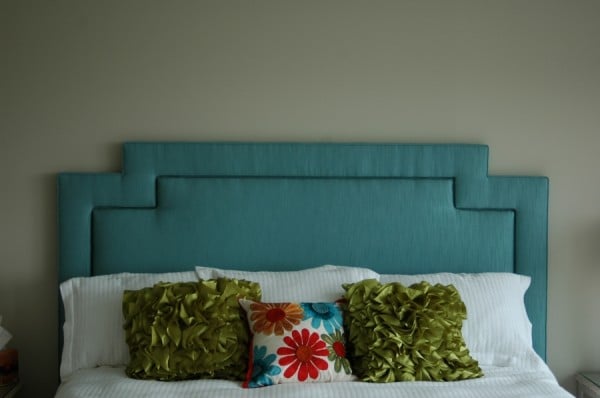 square cutout inset corner headboard via Posh Surfside