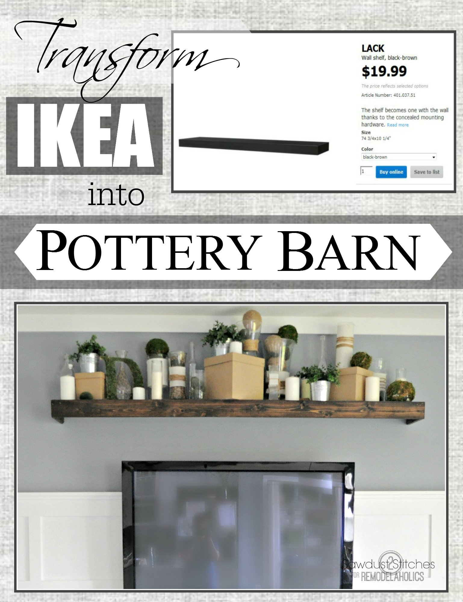 Remodelaholic Turn An Ikea Shelf Into A Pottery Barn Ledge Easily Turn An Ikea Floating Shelf Into A Pottery Barn Knock Off Ikeahack