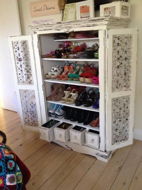 TV Unit to Shoe Armoire | Reader projects featured on Remodelaholic.com #diy #remodelaholic 