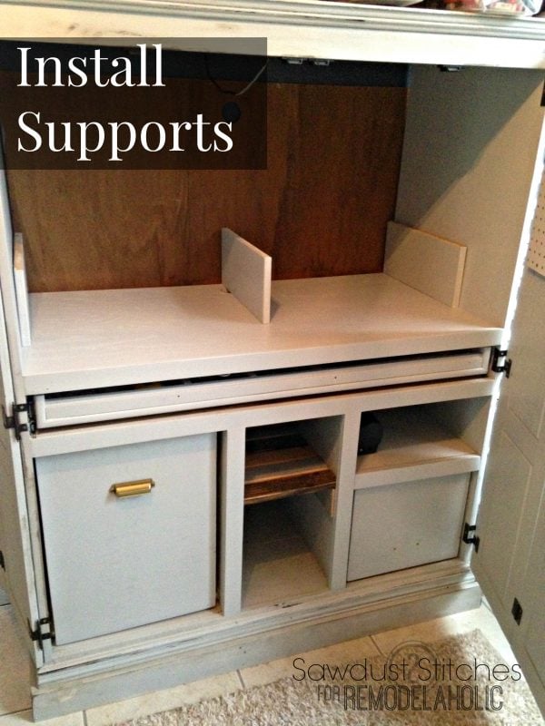 install supports  craft cabinet remodelaholic