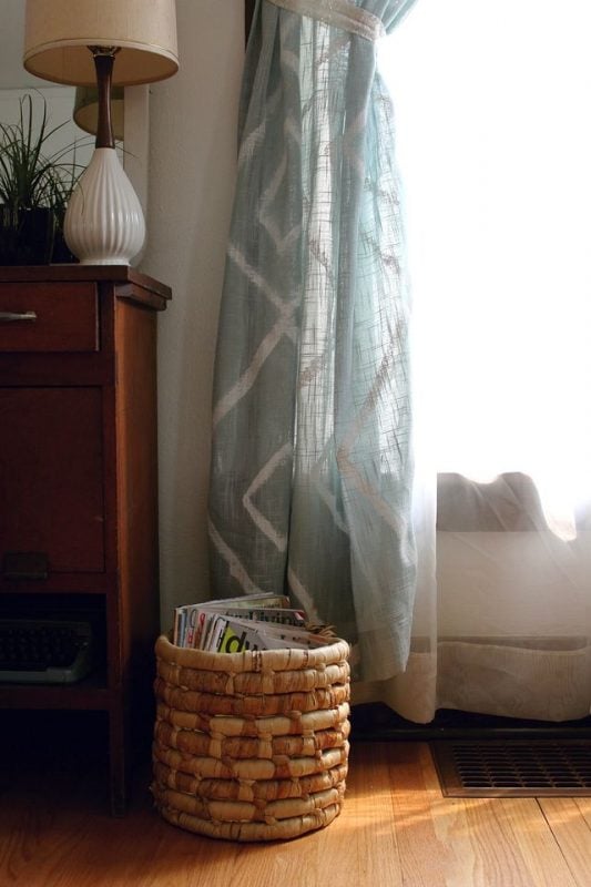 Smile and Wave - geometric diamond painted curtains - via Remodelaholic