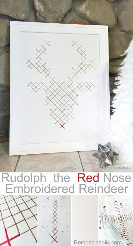 Rudolph Faux Embroidery Art Tutorial by @Remodelaholic