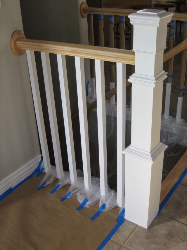 Cropped Painting And Staining A Stair Banister TDA Decorating And Design Featured On @Remodelaholic.jpg