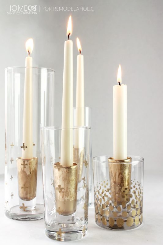 DIY Gold leaf candle holders - for Remodelaholic