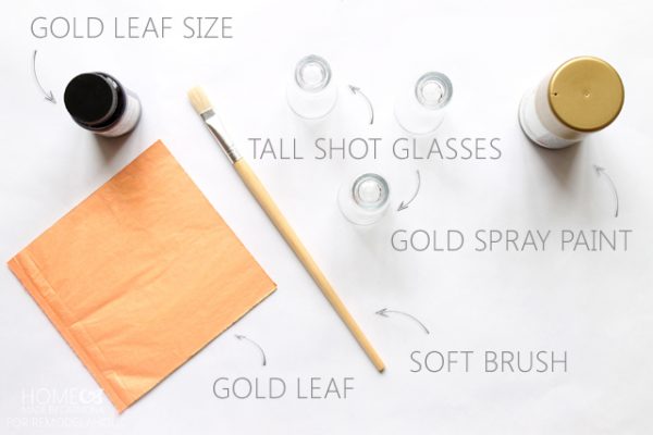 Gold leaf candle holder materials - for Remodelaholic