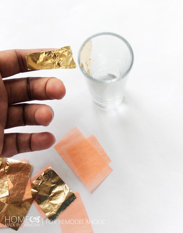 Gold leal shot glasses - for Remodelaholic