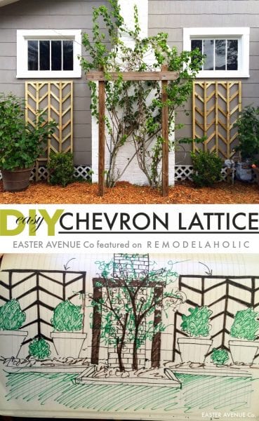 Easy to build chevron lattice to add height and interest to your flower beds for spring