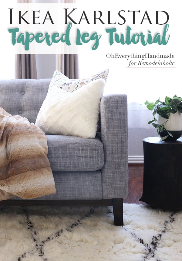 Remodelaholic Ikea Karlstad Sofa Tapered Leg Tutorial Ikea Karlstad Sofa Tapered Leg Tutorial, How To Change Legs On Ikea Sofa