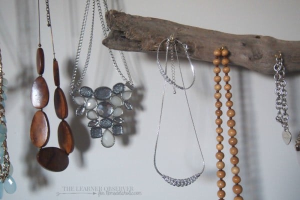 $5 DIY Driftwood Jewellery Organizer  The Learner Observer for Remodelaholic.com