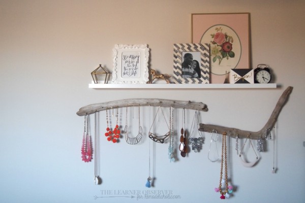 $5 DIY Driftwood Jewellery Organizer  The Learner Observer for Remodelaholic.com