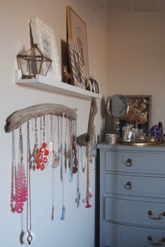 $5 DIY Driftwood Jewellery Organizer  The Learner Observer for Remodelaholic.com