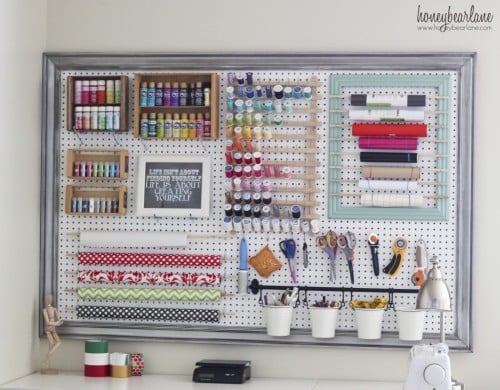 Pegboards can be used in every room in your house! Here are 32 pegboard ideas to show you just how versatile the humble pegboard can be. 32 Pegboard Ideas For Every Room in Your House via @tipsaholic #pegboard #diy #homedecor #home