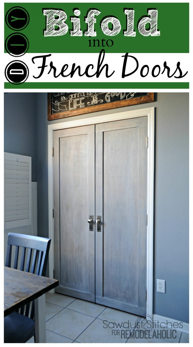 Turn bifold doors into french doors Sawdust2stitches for Remodelaholic.com