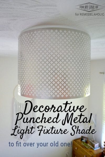 Decorative Punched Metal Light Fixture Shade that fits over an existing light fixture - no electricity involved!
