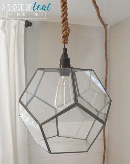 How to Make a Light Fixture from a Geometric Terrarium by A Shade of Teal featured on Remodelaholic