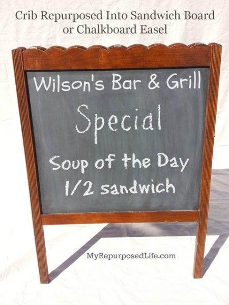 old crib upcycled into sandwich board chalkboard easel, My Repurposed LIfe