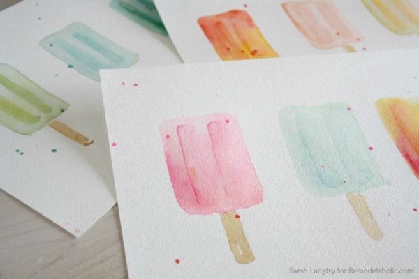 Summer Printable Watercolor Popsicle Wall Art Set For Mantel Or Gallery Wall, Sarah Langtry For Remodelaholic