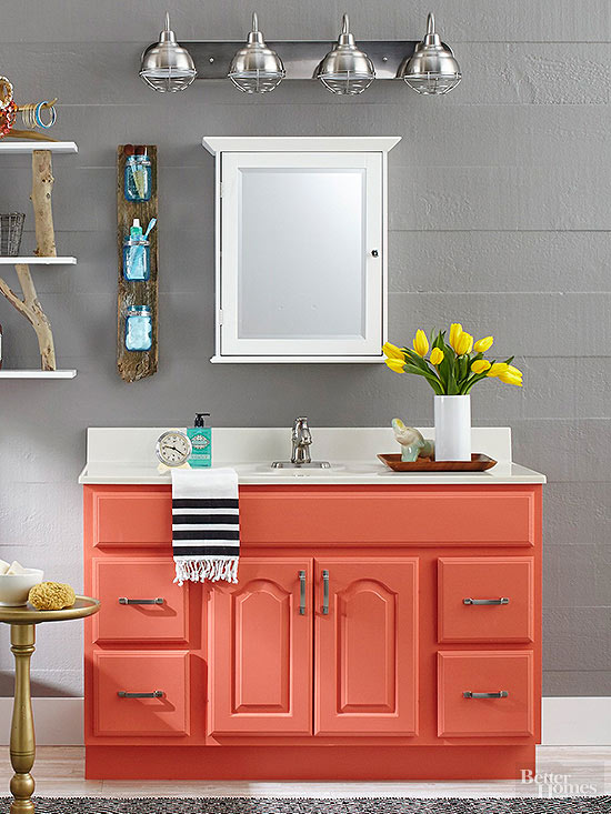Coloured Vanity 25 Inspiring and Colorful Bathroom Vanities | Remodelaholic