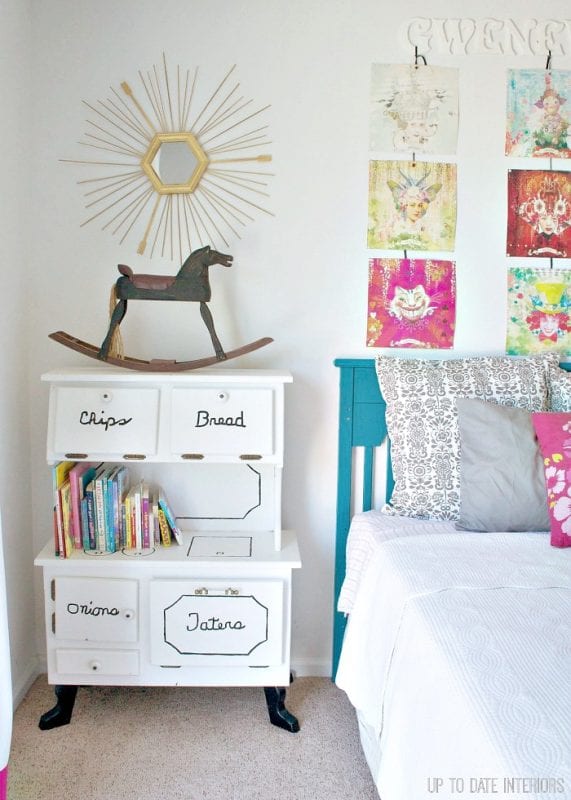hang calendar art prints from letters and string (Up To Date Interiors)