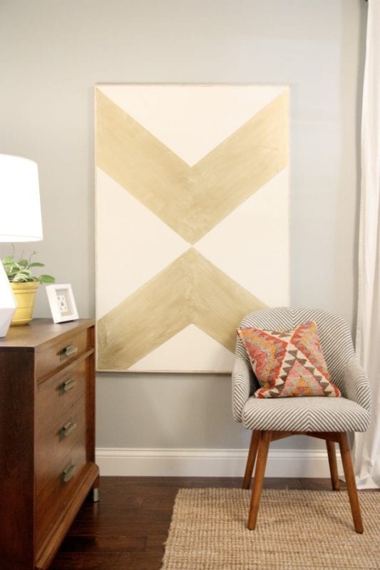 DIY Wall Decor Idea for Large Walls: large geometric graphic art over an existing painting (House Tweaking)