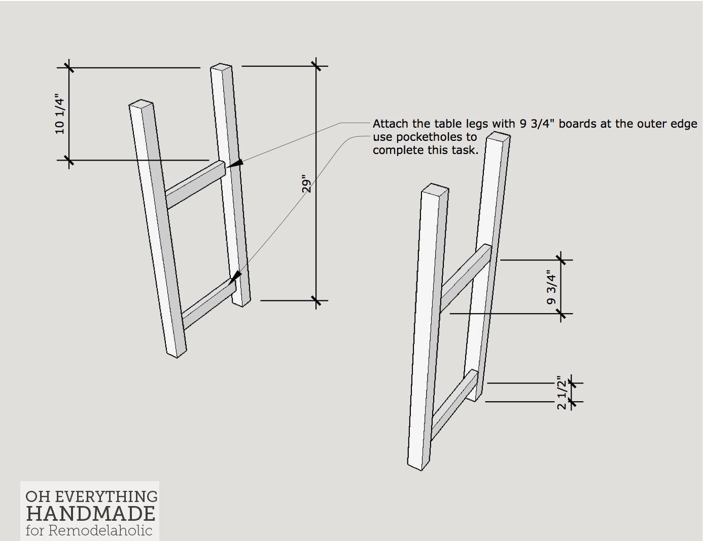 Craft Table made from scrap wood - How to attach the table legs