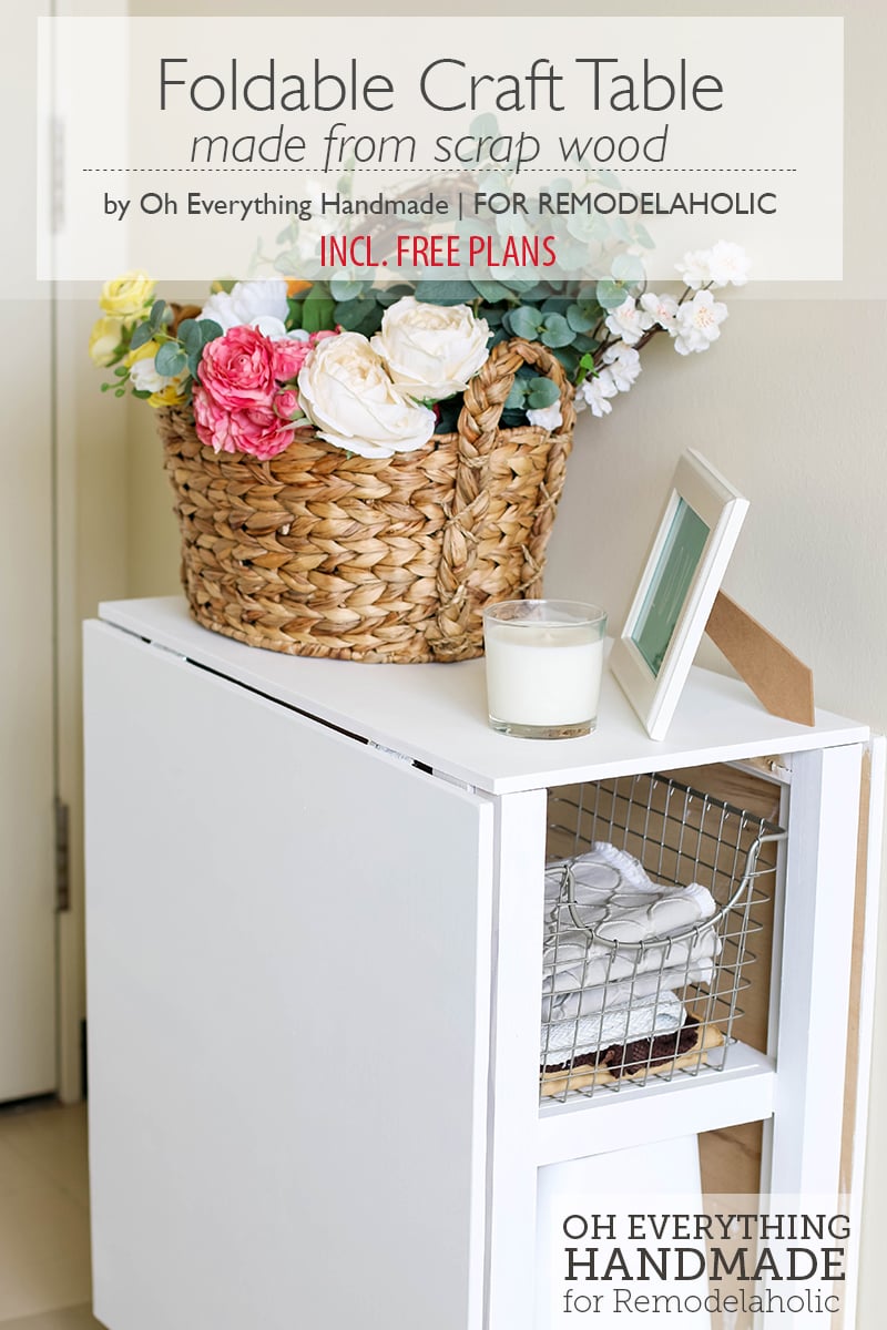Make your small craft area work with this space-conscious DIY foldable craft table, built from inexpensive materials or even scraps. Two fold-out gate-leg dropleaf sections create a small or large workspace, with storage in the base for a sewing machine or supplies.