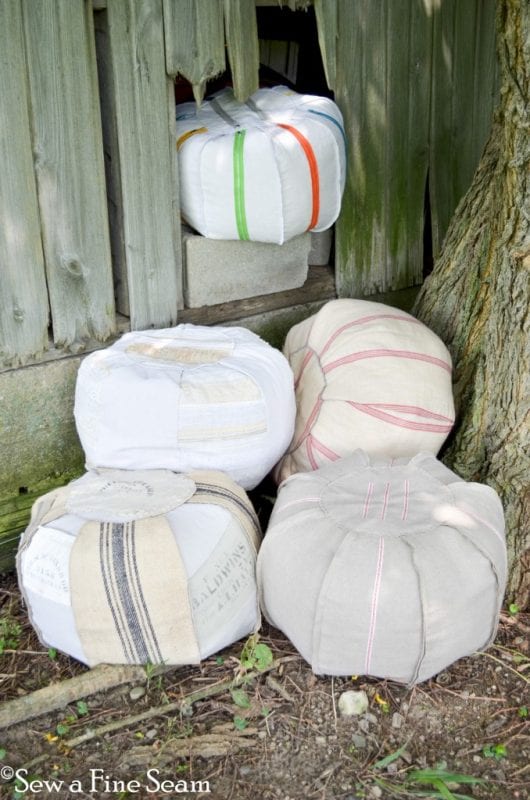 poufs made from a dropcloth