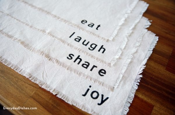 stenciled dropcloth placemats