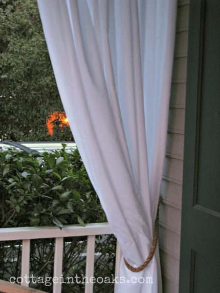 diy rope tie-backs white curtains