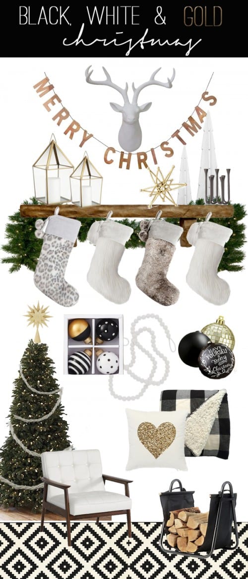 A Black, White and Gold Christmas | Remodelaholic