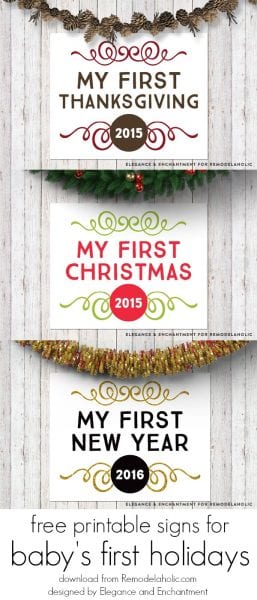 Free Printable Baby's First Holiday Signs | Remodelaholic