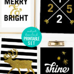 Black And Gold Christmas Gallery Wall Printable Art Set, Remodelaholic