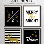 Black And Gold Christmas Art Printable Set, Elegance And Enchantment For Remodelaholic