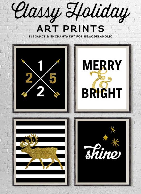 Black And Gold Christmas Art Printable Set, Elegance And Enchantment For Remodelaholic