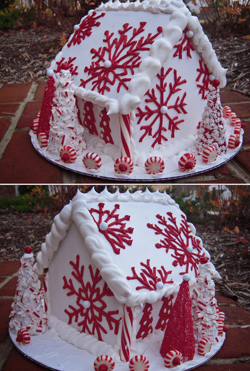red and white inspiration for a non-traditional gingerbread house
