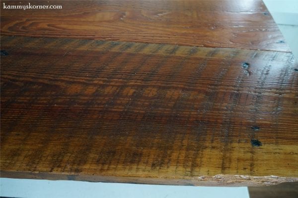 13 Rustic table built from reclaimed barn wood, historic farmhouse remodel, by Kammy's Korner featured on @Remodelaholic