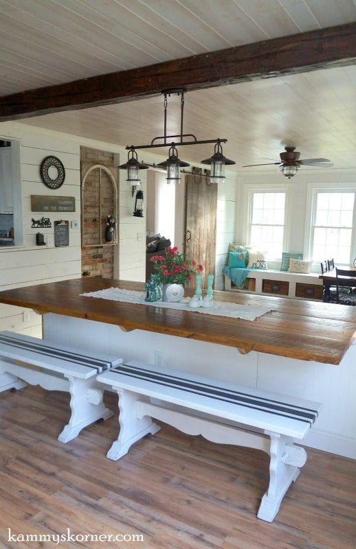 17 4 Dining room remodel using reclaimed wood, after, by Kammy's Korner featured on @Remodelaholic