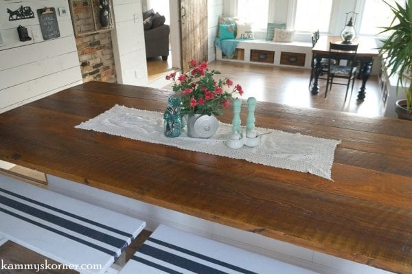 21 Table top hand-finished out of reclaimed barn wood, by Kammy's Korner featured on @Remodelaholic
