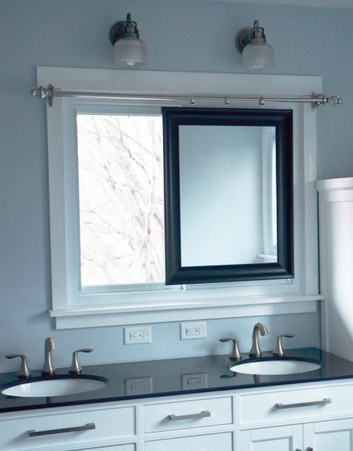Master Bathroom Renovation with Sliding Mirror Over the Window