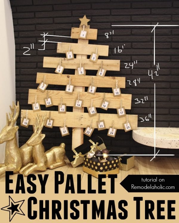 Easy DIY Pallet Wood Christmas Tree @Remodelaholic